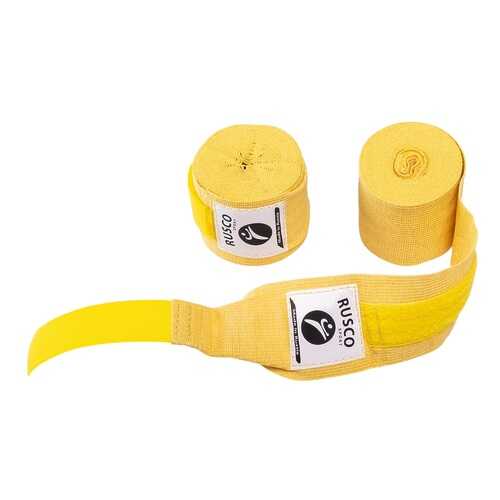 Бинт боксерский Rusco Sport, 4,5 м, хлопок, желтый в Спортландия