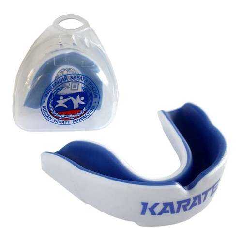 Fight Expert Капа детская Karate MGX-003 kr, с футляром, белый/синий, детская в Спортландия