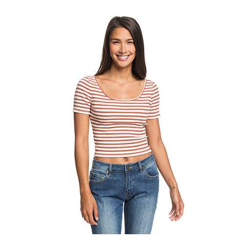 Футболка Roxy Hey U Rock, cooper brown golden tan hori, XS INT в Спортландия