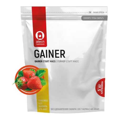 Atech Nutrition Гейнер aTech Nutrition Gainer Start Mass, 5000 г, вкус: клубника в Спортландия
