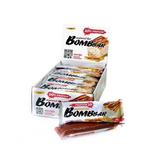 Батончик Bombbar Natural Bar 20 60 г, 20 шт., соленая карамель в Спортландия