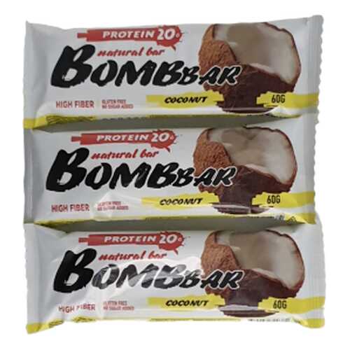 Батончик Bombbar Protein 3 60 г, 3 шт., кокос в Спортландия
