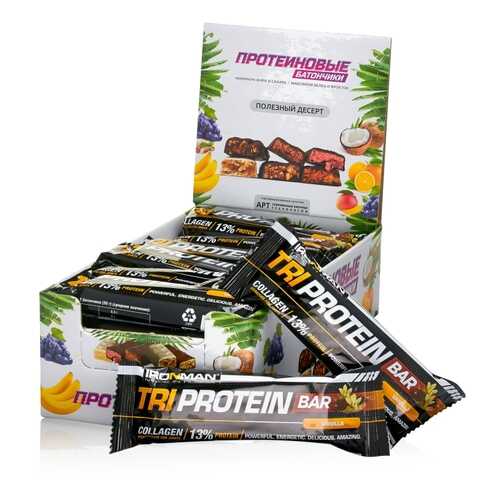 Батончик IRONMAN TRI Protein Bar, 50г (Ваниль/тёмная глазурь)(24 шт) в Спортландия