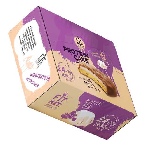 Печенье Fit Kit Protein Cake 24 70 г, 24 шт., ромовая баба в Спортландия