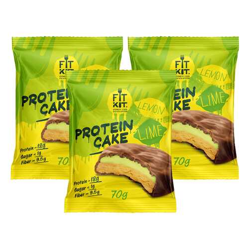 Печенье Fit Kit Protein Cake 3 70 г, 3 шт., лимон/лайм в Спортландия