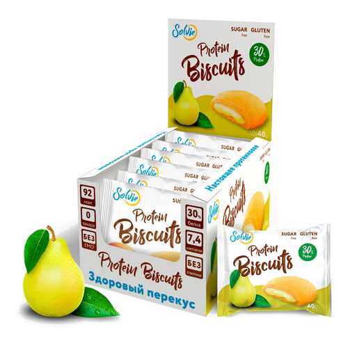 Печенье Solvie Protein Biscuits Груша 40г (коробка 10шт) в Спортландия