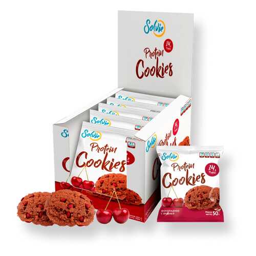 Печенье Solvie Protein Cookies 10 50 г, 10 шт., шоколадное с вишней в Спортландия