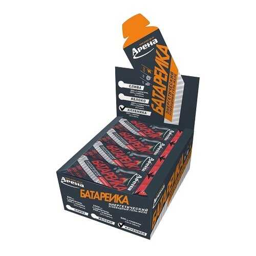 Энергетический гель Арена Батарейка с BCAA и гуараной, со вкусом клубники, 24 штуки в Спортландия