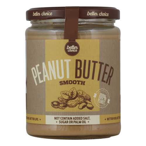 BetterChoice Peanut Butter (Better Choice) (стекло) натуральное арахисовое масло, 500 г в Спортландия