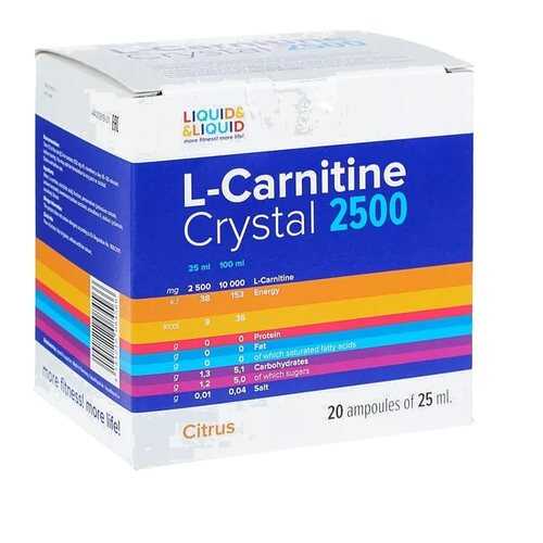 Liquid&Liquid L-Carnitine Crystal 2500, 20 ампул по 25 мл, Citrus в Спортландия
