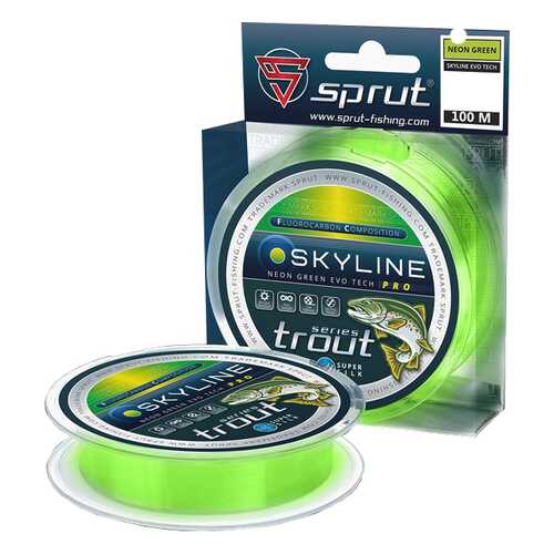 Леска монофильная Sprut Skyline Evo Tech Pro Neon Green 100 м, 0,165 мм, 4,95 кг в Спортландия