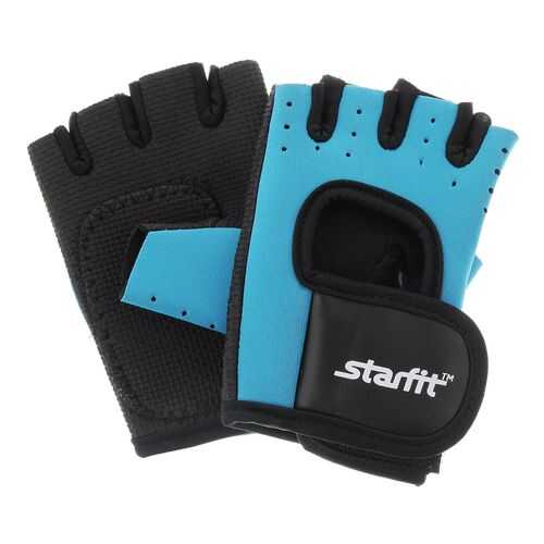 Перчатки для фитнеса StarFit SU-107, черные/голубые, 8 в Спортландия