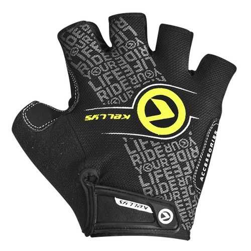 Велосипедные перчатки Kellys Comfort, черные/салатовые, One Size в Спортландия